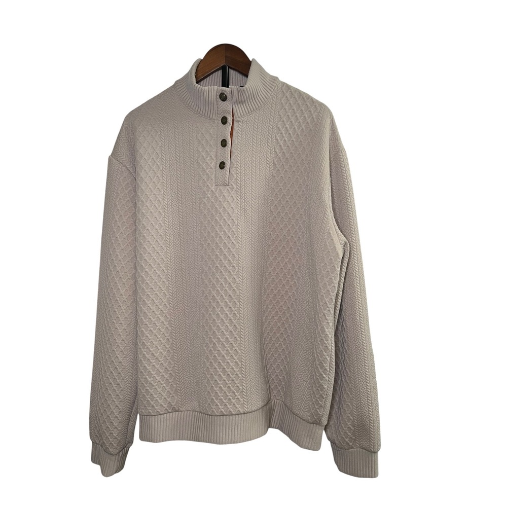 Cross & Crown Classic High Collar Knit Pullover Sweater – Men's Size XXL (Beige)